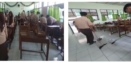 Siswa Kelas XI FD 2 MAN 1 Bantul Laksanakan Aksi Bersih Lingkungan Kelas