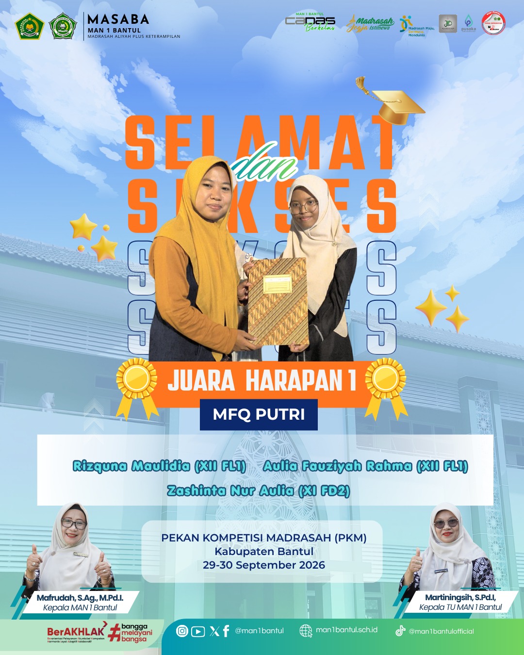 Tim MFQ Putri MAN 1 Bantul Raih Juara 4 PKM Kabupaten Bantul 2026